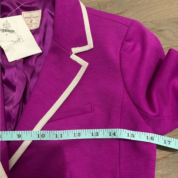 NWT! Gap “Academy Blazer” Fuchsia Ponte Knit with White Trim Jacket Size 2 - Picture 8 of 9